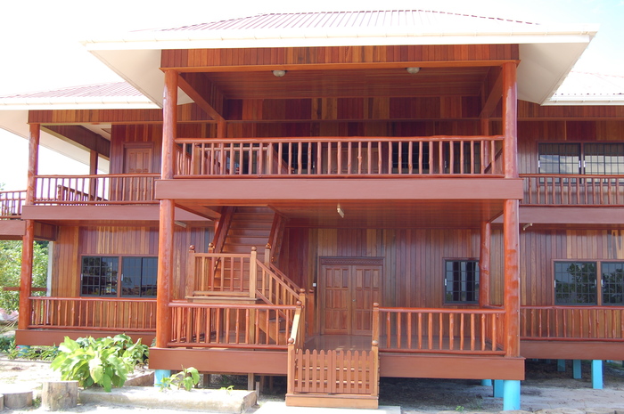 Wooden house<br><br>Guyana’s high-value timbers have many applications, such as in construction. ITTO project TMT-PD 006/11 Rev.3 (M) has helped improve market intelligence for the marketing of the country’s timber products.<br>
<br>
<em>Photo: P. Bholanath/Guyana Forestry Commission</em>